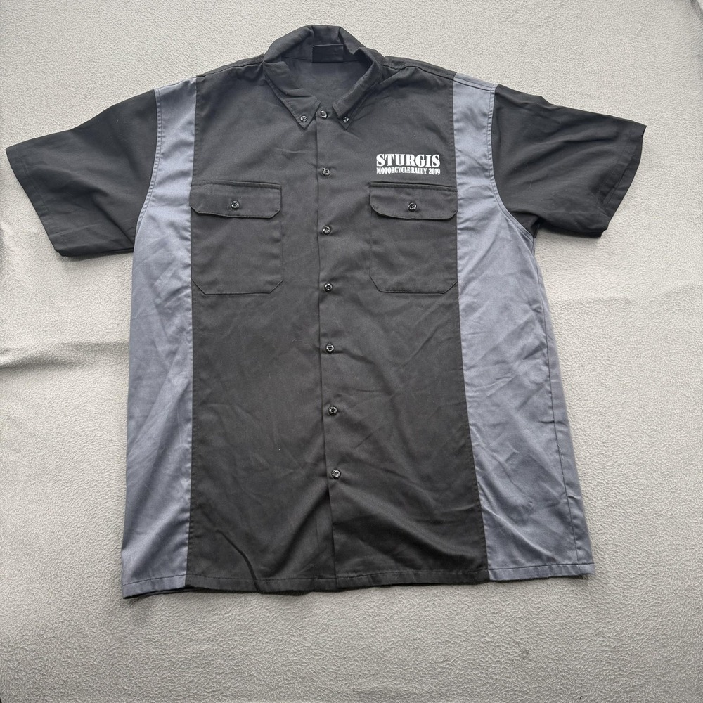 Biker Apparel Shirt Mens 2XL Black Gray Sturgis Motorcycle Rally Eagle 2019